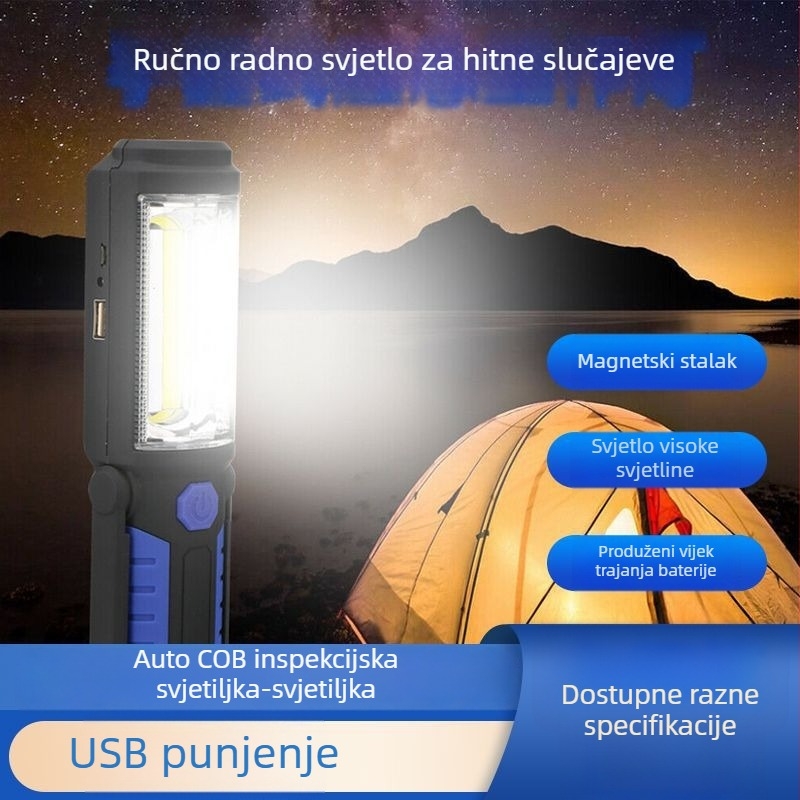36+5 LED ručna hitna radna svjetiljka s USB punjenjem, magnetskom stalkom, COB inspekcijska svjetiljka