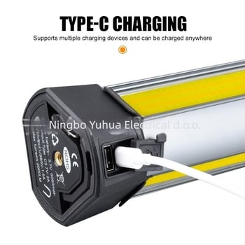 Proširiva LED radna svjetiljka s magnetom i digitalnim zaslonom, 12W, 6000mAh, 360° rotacija, za kampiranje i nužne situacije