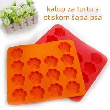 Silikonska forma za pečenje u obliku medvjeđe šape — nepravilnog oblika, silikon kalup za kolače, pakirana u plastičnu vrećicu.