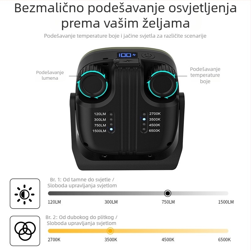 Ai win Kamp lamp G600 s magnetskom bazom, COB LED, 10W, snažna kamping i radna svjetiljka