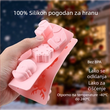 Silikonska kalupa za kolače za Božić sa siluetama Snježnog čovjeka i Gingerbread mana za DIY pečenje