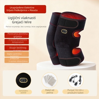 Električne masažne koljeno jastučiće s toplim kompresom i vibracijskom terapijom; raspon temperature 55–72°C; snaga 10W; napon 5V; težina 600g