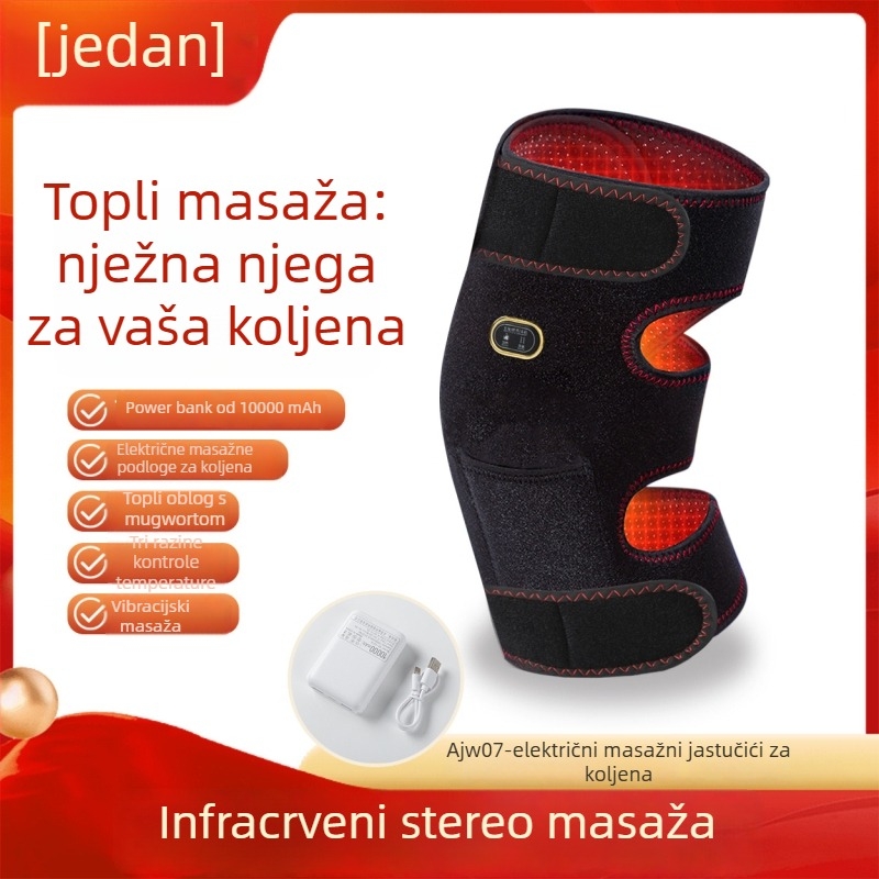 Električne masažne koljeno jastučiće s toplim kompresom i vibracijskom terapijom; raspon temperature 55–72°C; snaga 10W; napon 5V; težina 600g