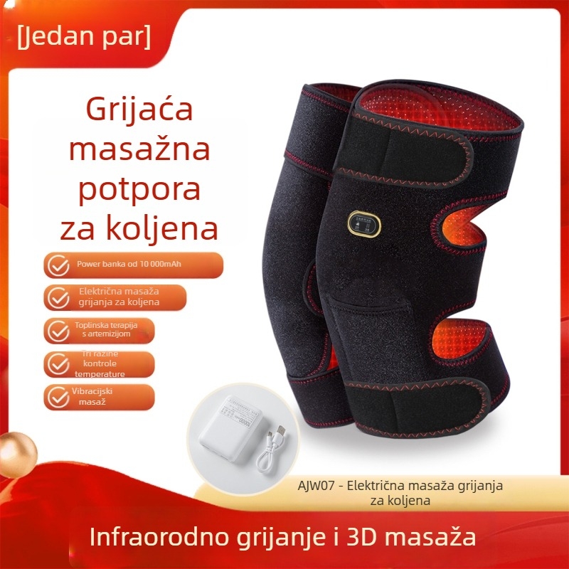Električne masažne koljeno jastučiće s toplim kompresom i vibracijskom terapijom; raspon temperature 55–72°C; snaga 10W; napon 5V; težina 600g