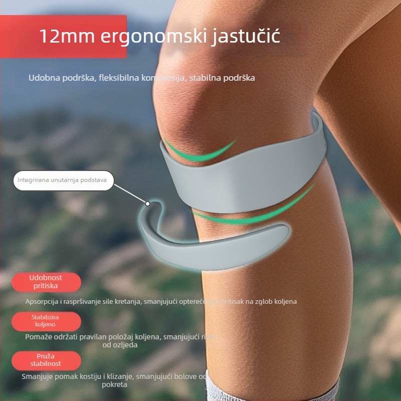 Silikonski koljeni štitnik s elastičnim pričvršivanjem, zaštita koljena (patela), pogodan za košarku i trčanje; težina 13 g