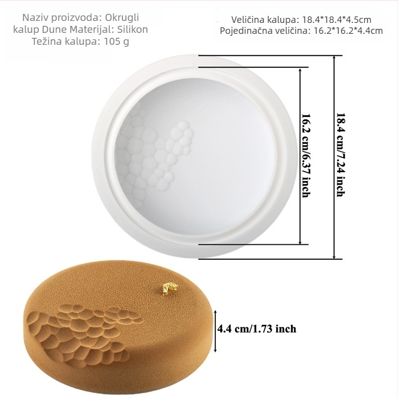 Kružna silikonska forma za mousse tortu s motivom snježne pahulje, za pečenje, čokoladu i sapun