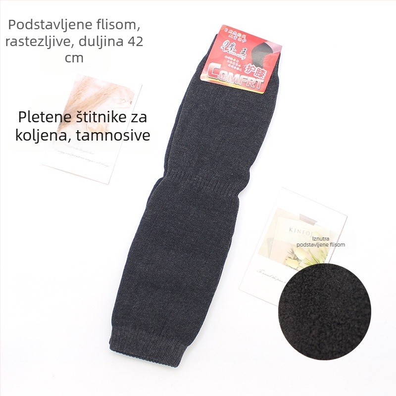 Dugi koljeni jastučići od imitacije kašmira, pleteni, debeli s flis podlogom, zaštita od hladnoće za muškarce i žene