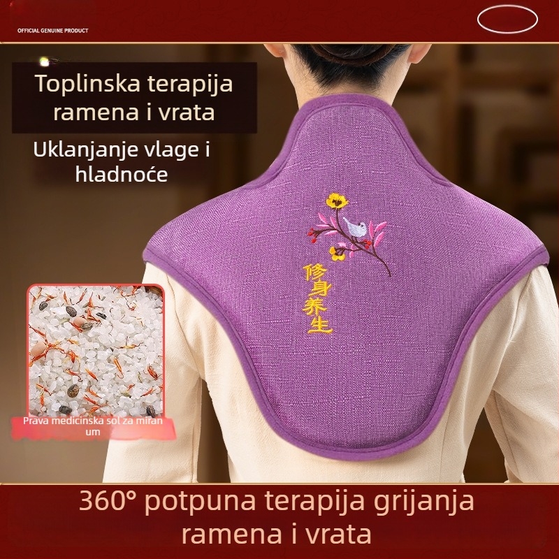 Torba za topli kompres ramena i vrata s električnim grijanjem i paketom morske soli i krupne soli za kućnu fizioterapiju cervikalnog područja