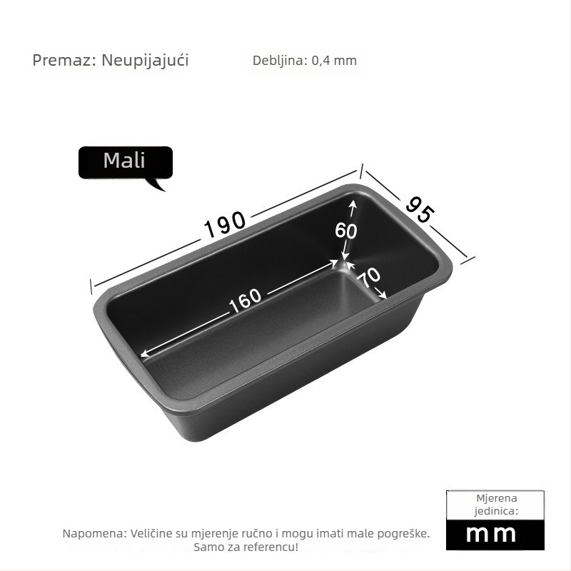 Kalup za tost pravokutni, nelepljiv, od karbonskog čelika (Otporno na pećnicu)