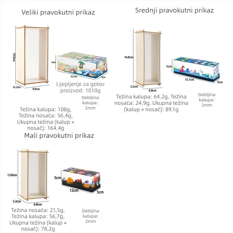 Pravokutna silikonska kalupa za kuboidne ukrase