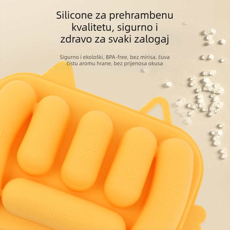 Pravokutna silikon forma za kobasice, prehrambene kvalitete za dječje obroke, za kuhanje na pari i pečenje
