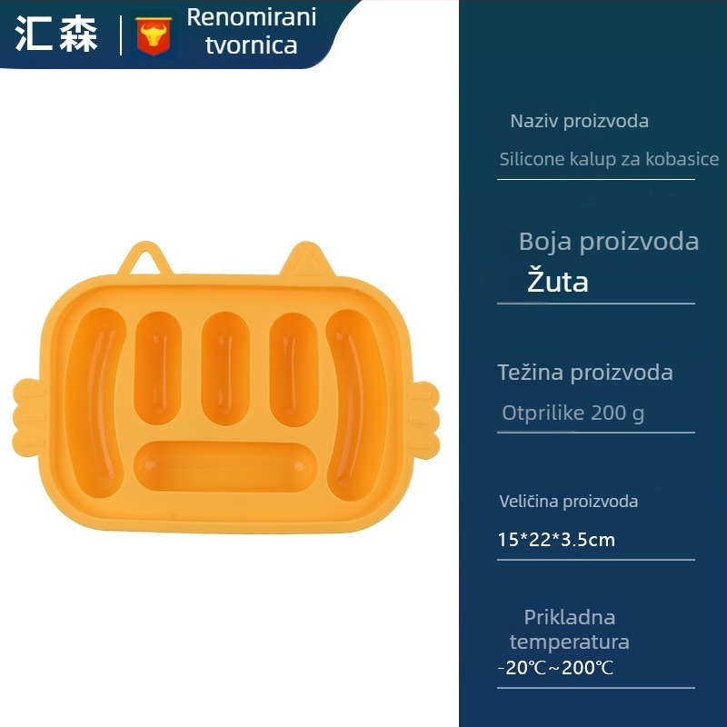 Pravokutna silikon forma za kobasice, prehrambene kvalitete za dječje obroke, za kuhanje na pari i pečenje