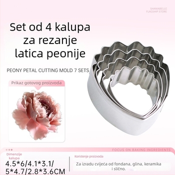 Set za rezanje latica za pečenje — nepravilnog oblika, nehrđajući čelik, dizajn simuliranog cvijeća