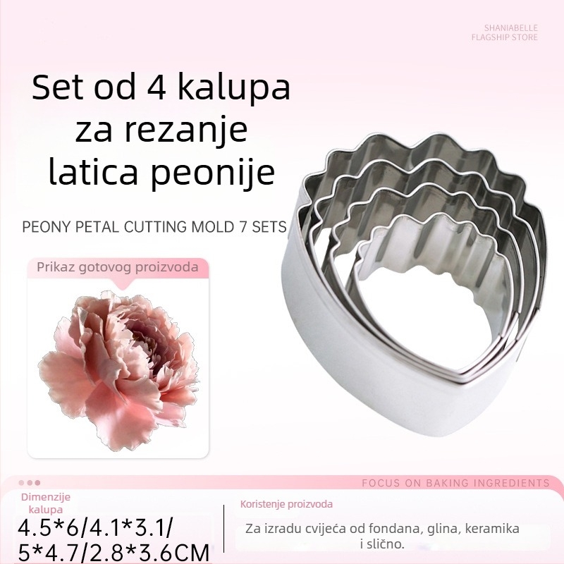Set za rezanje latica za pečenje — nepravilnog oblika, nehrđajući čelik, dizajn simuliranog cvijeća