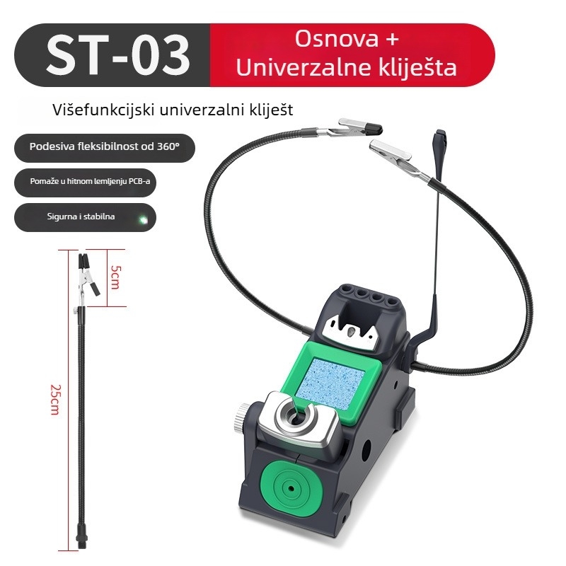 HANDSKIT Metalni držač za lemilo za 210/245 – Višestruka funkcija (Materijal: Željezo; Promjer otvora: 5; Dubina utora: 4; Unutarnji dimenzija utora: 52)
