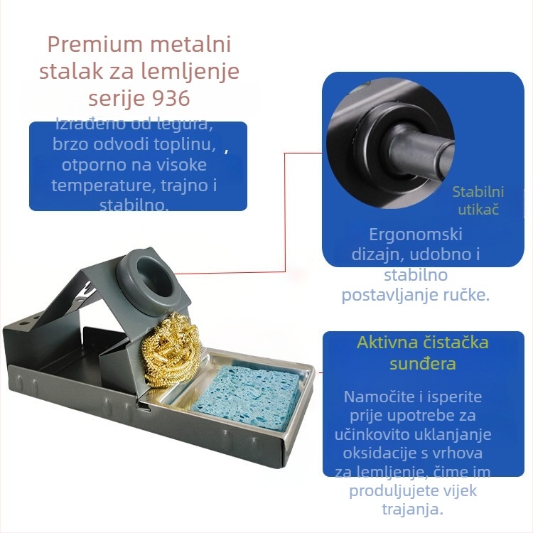 Stalak za lemilicu za stanicu za lemljenje – aluminijski nosač, čelična kuglica za čišćenje, branda Aojiuwang, serija stanice za lemjenje