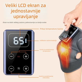 Višezonski grijaći masažer za koljeno, rame i lakat; inteligentna kontrola temperature s 3 načini; raspon grijanja 45–65°C; snaga 7,5W, 5V/2A; topla kompresijska masaža