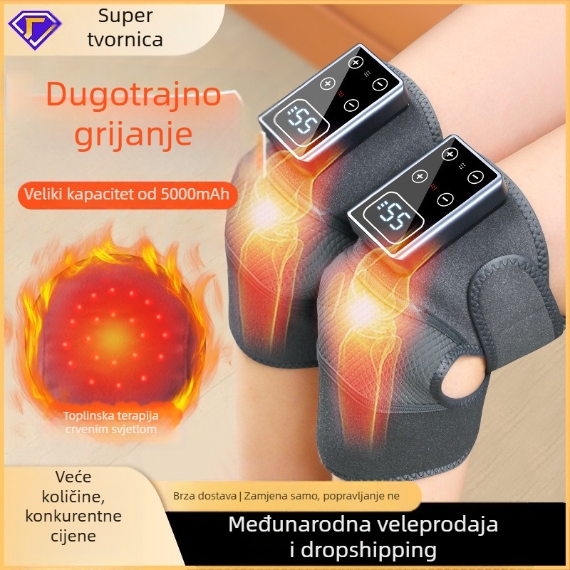 Višezonski grijaći masažer za koljeno, rame i lakat; inteligentna kontrola temperature s 3 načini; raspon grijanja 45–65°C; snaga 7,5W, 5V/2A; topla kompresijska masaža