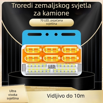 Kamionske bočne svjetiljke s tri reda - vodootporne, 24V, 16W, ABS plast
