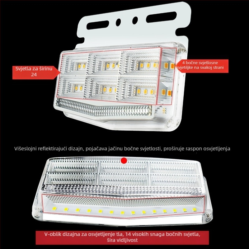 Kamionska bočna svjetiljka, 24V, IP68, LED aluminijsko kućište, 15W, 6000K, 36 lm, širok kut gledanja, za furgone