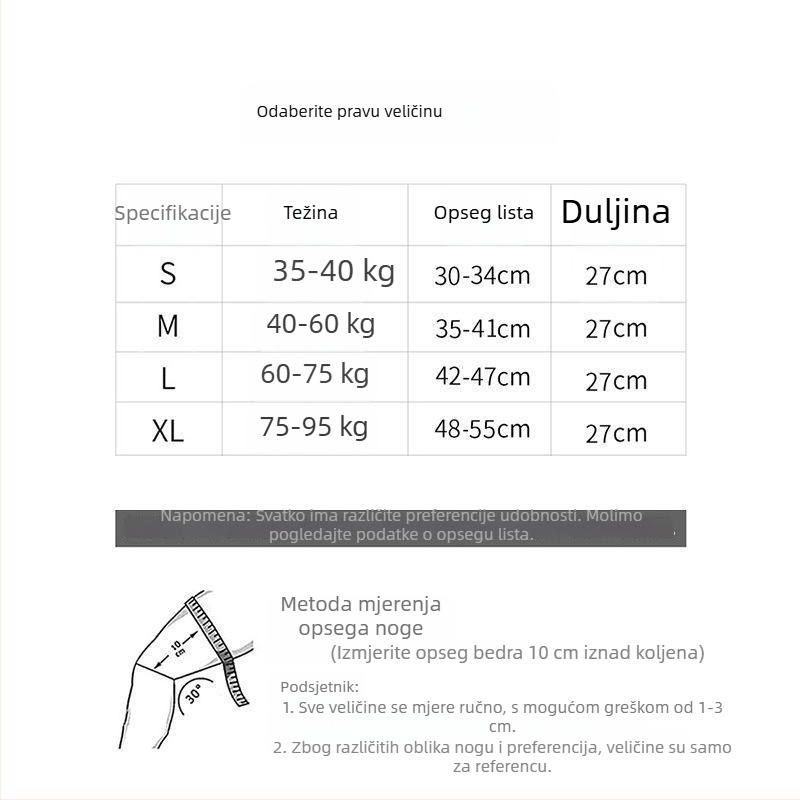 Zaštita koljena s flisom, univerzalna za muškarce i žene, debeli i produženi pokrov noge