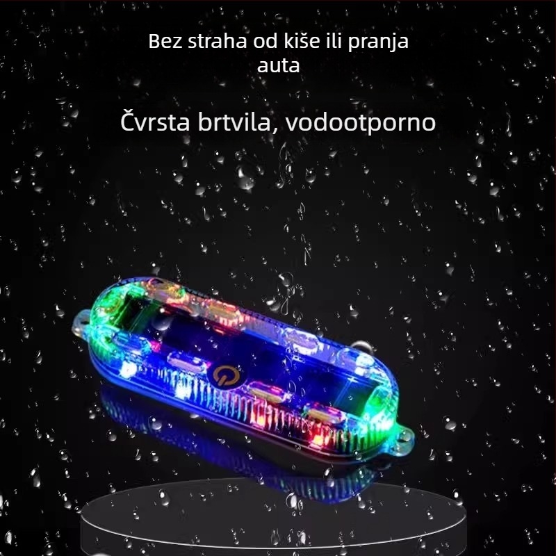 Solarna automobilska strobo lampica za upozorenje na zadnji sudar, snažno ljepilo za montažu, pogodna za kamione i prikolice, punjiva.