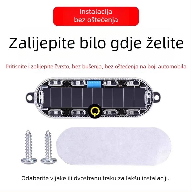 Solarna automobilska strobo lampica za upozorenje na zadnji sudar, snažno ljepilo za montažu, pogodna za kamione i prikolice, punjiva.