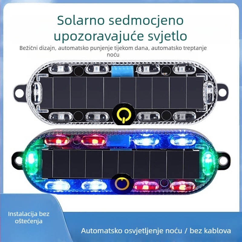 Solarna automobilska strobo lampica za upozorenje na zadnji sudar, snažno ljepilo za montažu, pogodna za kamione i prikolice, punjiva.