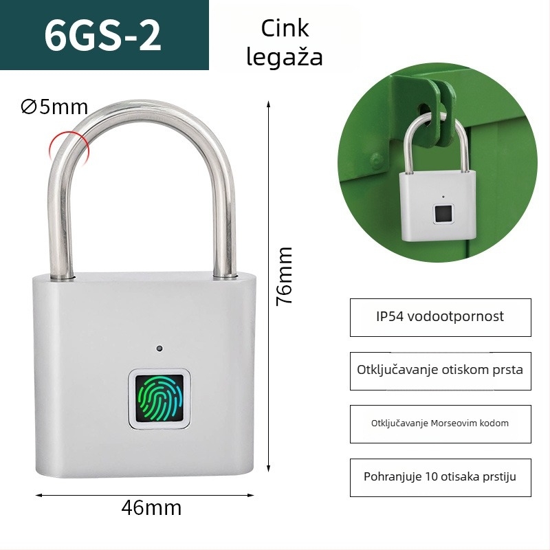 Pametna otključavanja prsta uz APP, 30 pohranjenih otisaka, skeniranje 0,5 s, 500 000 ciklusa, vodootporna, za ormariće, kovčege i ruksake