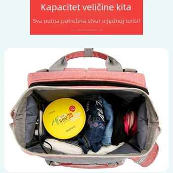 Torba za pelene - ruksak s izolacijom za mlijeko, sklopni dizajn, USB priključak, Oxford tkanina