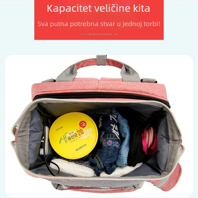 Torba za pelene - ruksak s izolacijom za mlijeko, sklopni dizajn, USB priključak, Oxford tkanina