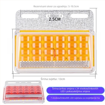 LED bočna svjetiljka za veliki kamion, 24V, vodootporna, ultra svijetla, za poluprikolicu, indikator širine/okretaja