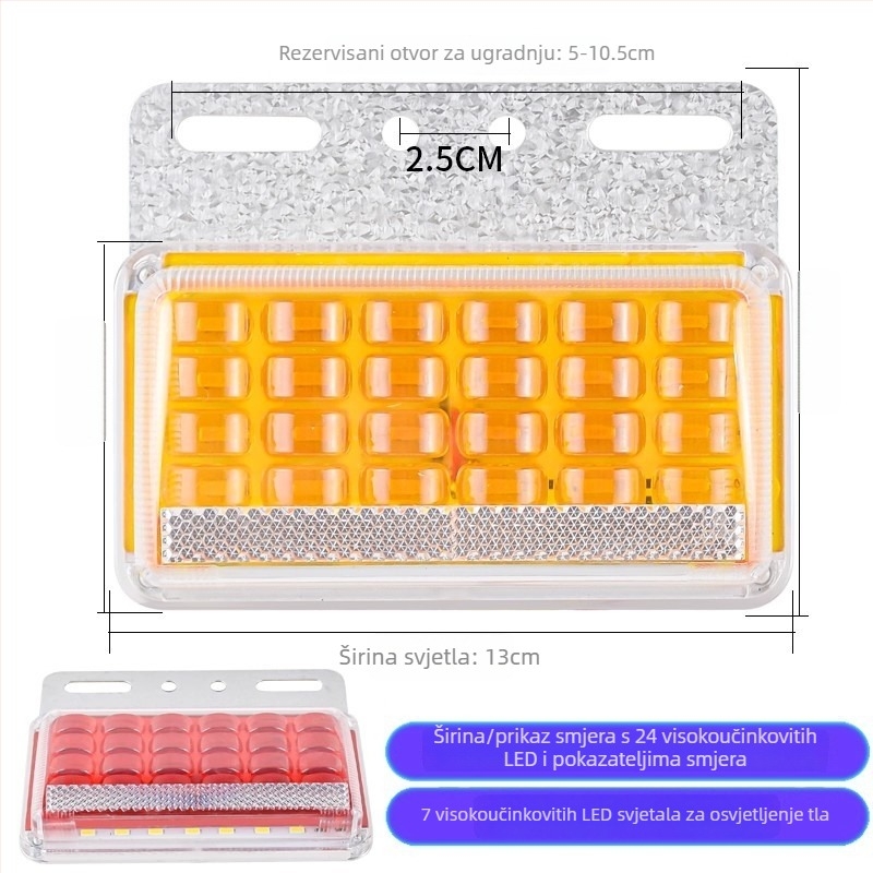 LED bočna svjetiljka za veliki kamion, 24V, vodootporna, ultra svijetla, za poluprikolicu, indikator širine/okretaja