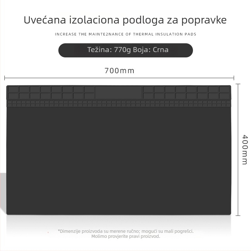 Izolacijska podloga za servisni stol - silikon, model JSD707, debljina 2,5 mm, mekana tvrdoća, za servisni stol, demontažu mobitela i zavarivanje