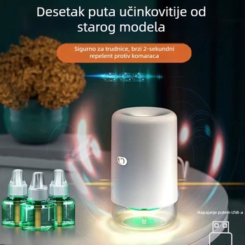 Automobilski USB repelent za komarce s tekućinom, za područje 11-20 m², LED UV izvor svjetla, aluminijska mreža, ABS kućište