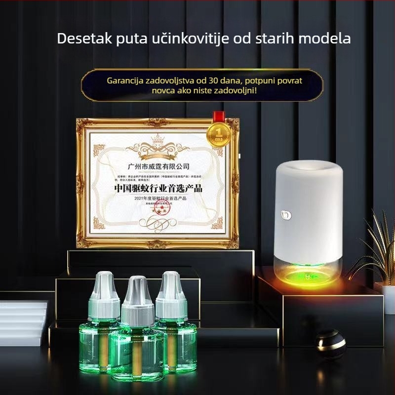 Automobilski USB repelent za komarce s tekućinom, za područje 11-20 m², LED UV izvor svjetla, aluminijska mreža, ABS kućište
