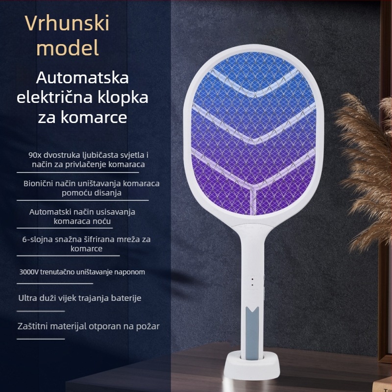 2-u-1 lampica za ubijanje komaraca i električna mreža, 2-in-1, s ugrađenom baterijom, LED osvjetljenje, aluminijska mreža, vrijeme punjenja 3-5 sati, pogodno za 21-30 m²