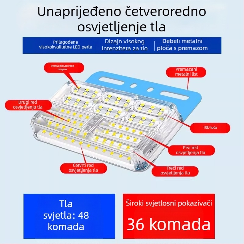 Četverored LED bočna svjetla za kamione i prikolice, 24V, vodootporna, 5-10W, nosač PC+gvožđe, vijek trajanja 50 000 h