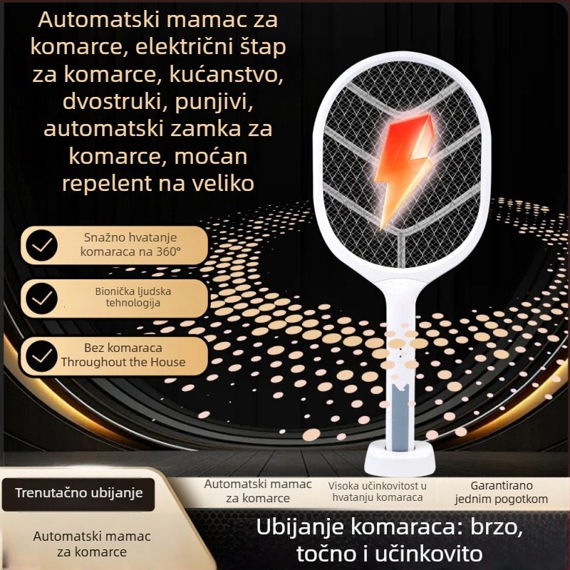 2-u-1 Električna lampa protiv komaraca i hvataljka — punjiva, LED osvjetljenje, aluminijska mreža, pokrivenost 21–30㎡, vrijeme punjenja 3–5 sati