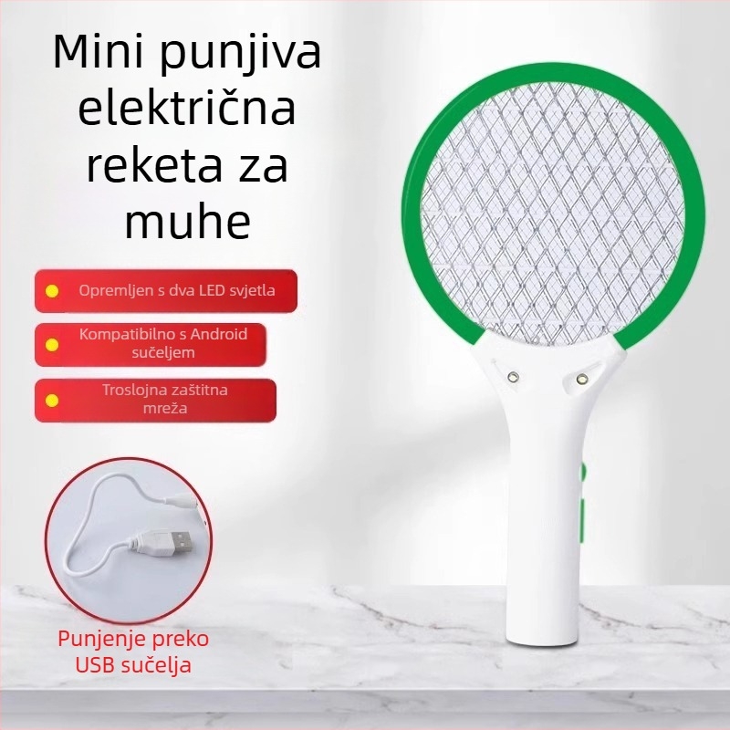 2025. model električne rakete protiv komaraca, puni, za kućnu upotrebu, kompaktna i prijenosna, za montažu u automobil