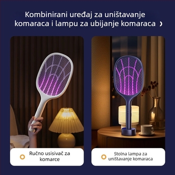 Dvofunkcijski električni ubijač komaraca i zamka s LED svjetlom, ugrađena baterija, vrijeme punjenja 1–3 h, trajanje 3–6 h, aluminijska mreža