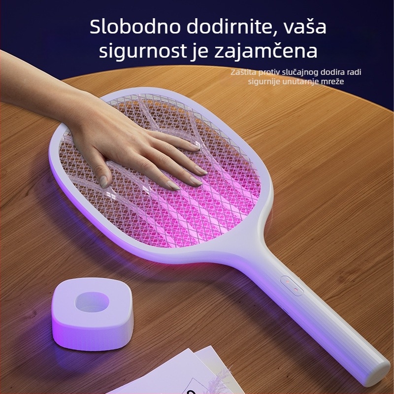 Dvofunkcijski električni ubijač komaraca i zamka s LED svjetlom, ugrađena baterija, vrijeme punjenja 1–3 h, trajanje 3–6 h, aluminijska mreža