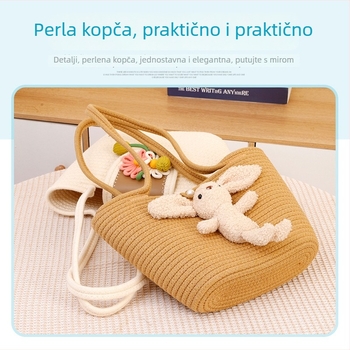 Pamukasta pletena torba za plažu, tote stil, moderan model 2026, velika kapaciteta