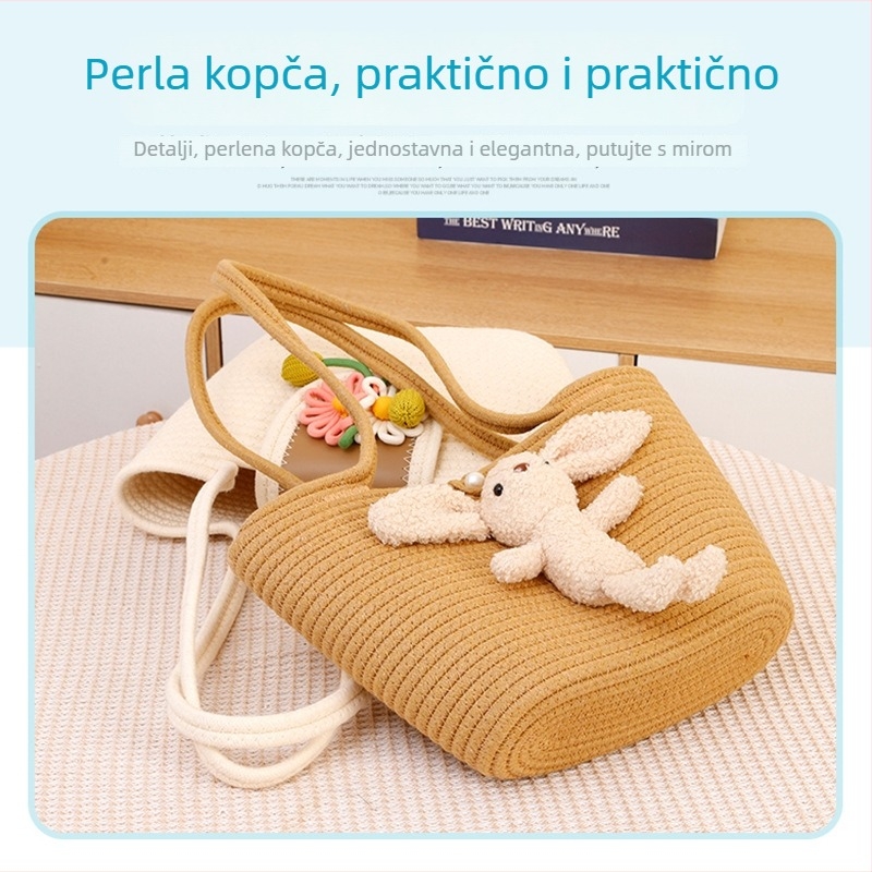 Pamukasta pletena torba za plažu, tote stil, moderan model 2026, velika kapaciteta