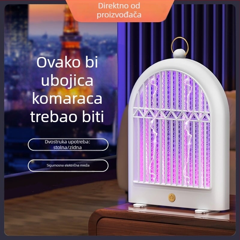 Električna lampa za ubijanje komaraca s fotokatalizatorom, USB punjenje, unutarnja i vanjska upotreba, ugrađena baterija, LED, aluminijska mreža, pokrivenost 11–20 m²