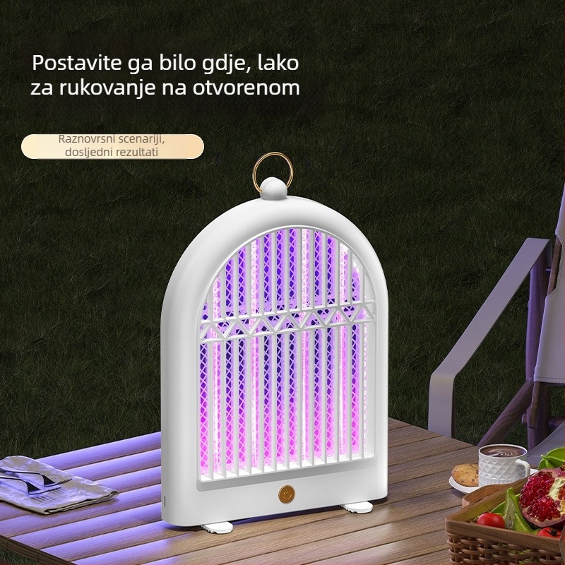 Električna lampa za ubijanje komaraca s fotokatalizatorom, USB punjenje, unutarnja i vanjska upotreba, ugrađena baterija, LED, aluminijska mreža, pokrivenost 11–20 m²