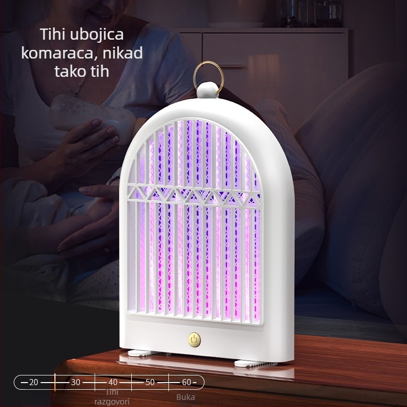 Električna lampa za ubijanje komaraca s fotokatalizatorom, USB punjenje, unutarnja i vanjska upotreba, ugrađena baterija, LED, aluminijska mreža, pokrivenost 11–20 m²