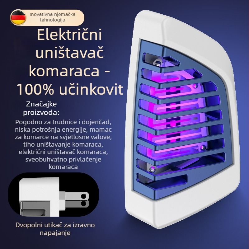 Električna lampa za ubijanje komaraca s fotokatalizatorom, USB punjenje, unutarnja i vanjska upotreba, ugrađena baterija, LED, aluminijska mreža, pokrivenost 11–20 m²