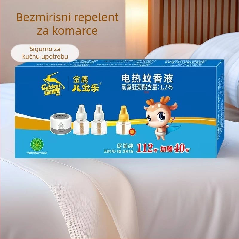 Električni repelent za komarce s tekućinom bez mirisa, priključni, set s 3 bočice + 1 spremnik, model C134, broj registracije WP20210386