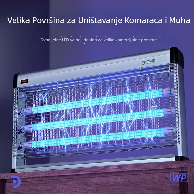 Unutarnja lampa za komarce s električnim šokom, LED; pokrivenost 61㎡+; napajanje iz utičnice; kućište od legure; vatrootporna